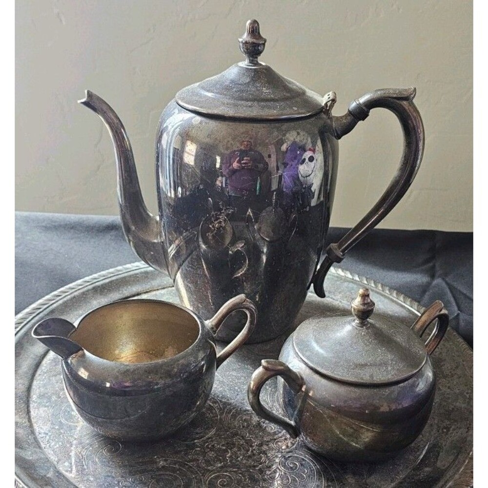 F.B. Rogers Silver Co. 3-Piece Tea or Coffee Set 2311 - 1883 Silver on Copper